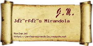 Járfás Mirandola névjegykártya